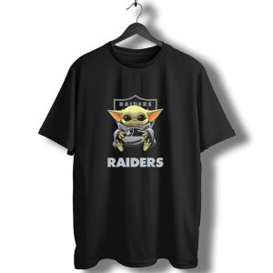 Raiders Baby Yoda Holding Football T-Shirt