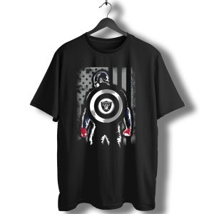Raiders Captain America Shield American Flag T-Shirt