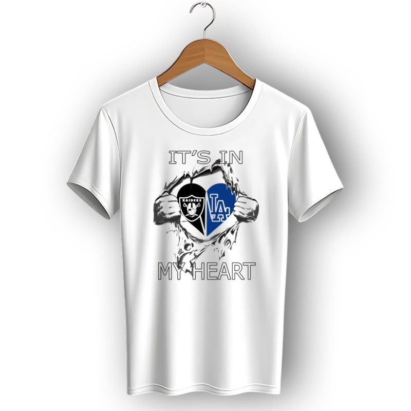Raiders Dodgers Its In My Heart Raiders Logo La Dodgers Heart Shape T Shirt 1 T Shirt 1