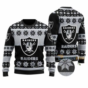 Raiders Football Team Logo Black Christmas Ugly Sweater