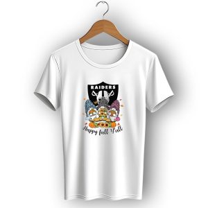Raiders Gnomes With Sunflowers And Pumpkins Happy Fall Yall T-Shirt