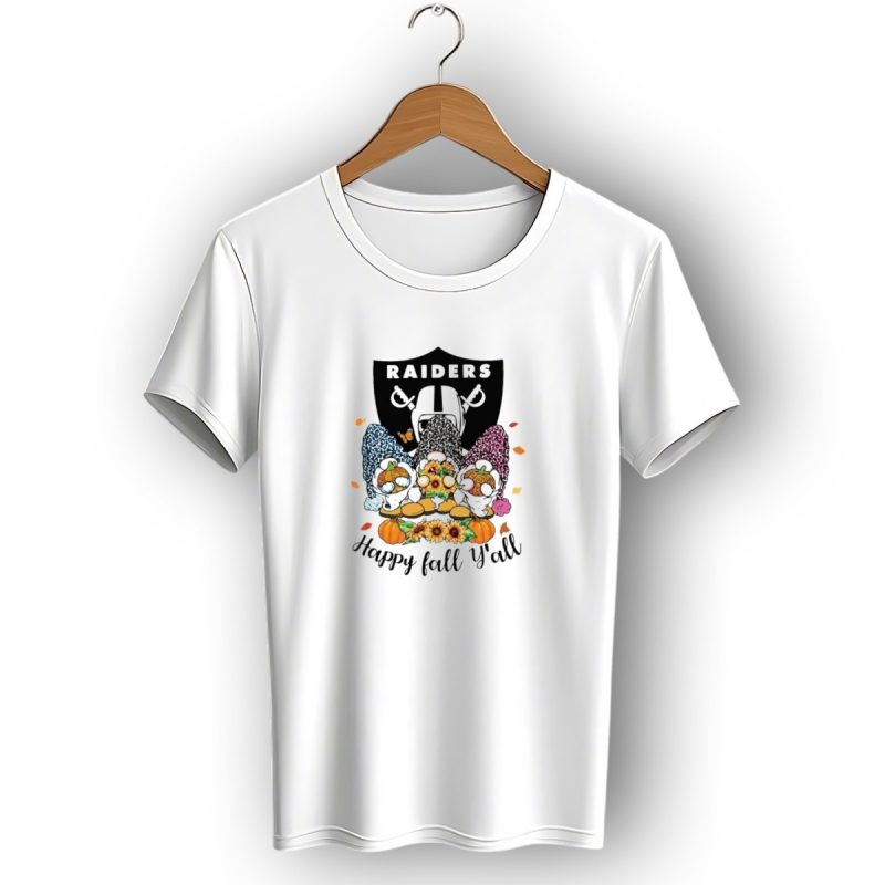 Raiders Gnomes With Sunflowers And Pumpkins Happy Fall Yall T Shirt 1 T Shirt 1