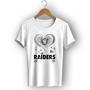 Raiders In My Heart Silver Glitter Hearts T-Shirt