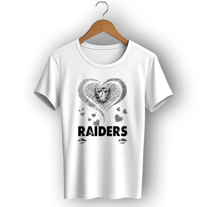 Raiders In My Heart Silver Glitter Hearts T Shirt 1 T Shirt 1