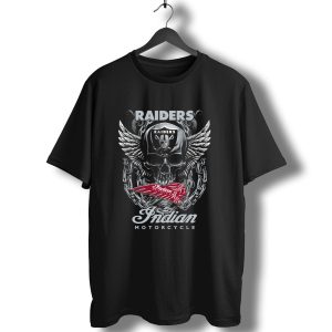 Raiders Indian Motorcycle Skull Wings Chain T-Shirt