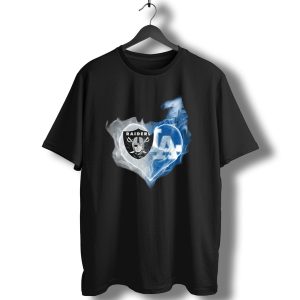 Raiders La Dodgers Smoke Heart T-Shirt