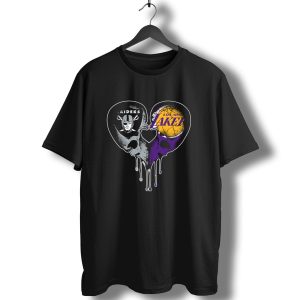 Raiders Lakers Skull Heart Fusion T-Shirt