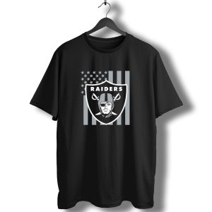 Raiders Las Vegas Football Team American Flag Shield T-Shirt