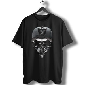 Raiders Logo Cap And Mask Combination With Text T-Shirt