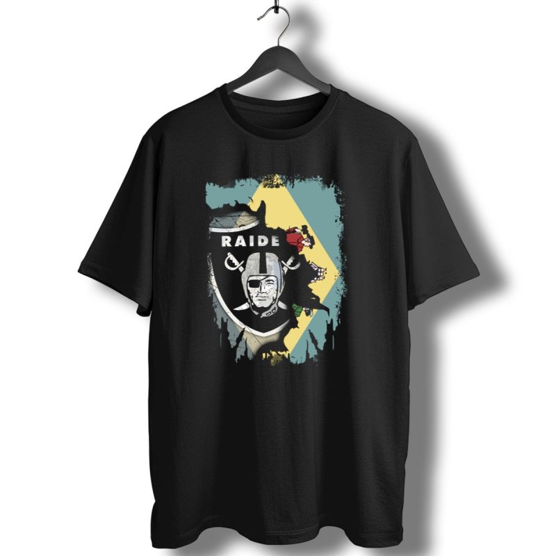 Raiders Logo Torn Delaware State Flag Background T Shirt 1 T Shirt 1