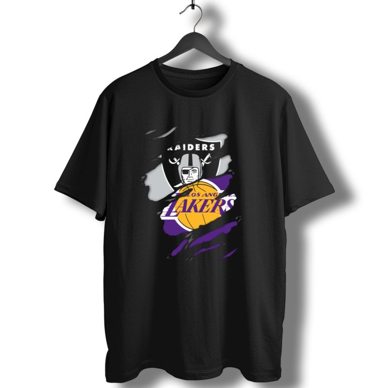 Raiders Los Angeles Lakers Logo Mashup T Shirt 1 T Shirt 1