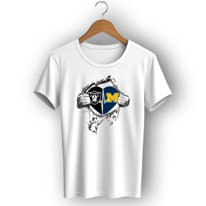 Raiders Michigan Wolverines Heartbeat Football Fan Fusion T-Shirt