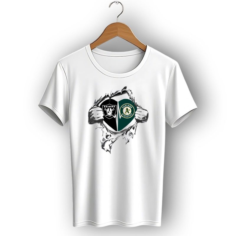 Raiders Oakland Athletics Heart Torn T Shirt 1 T Shirt 1