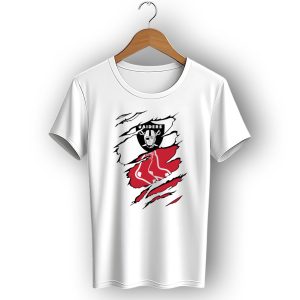 Raiders Red Sox Torn Fabric Mashup T-Shirt