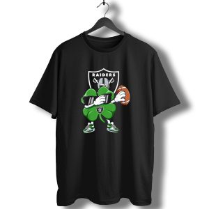 Raiders Shamrock Dabbing Stkids T Shirt Fpatricks Day Football Manter T-Shirt