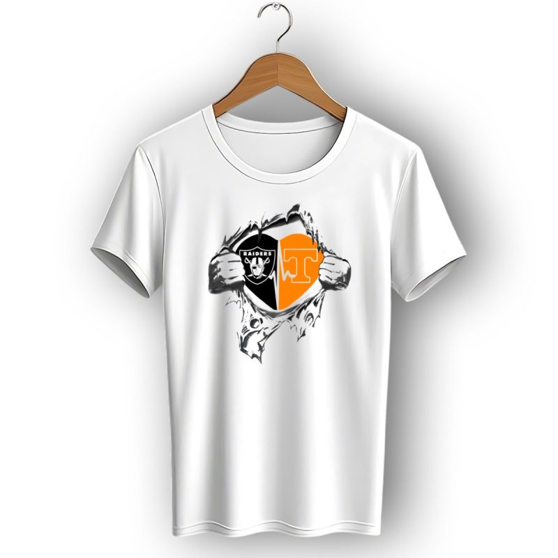 Raiders Tennessee Heartbeat Split Logo Football Passion T Shirt 1 T Shirt 1