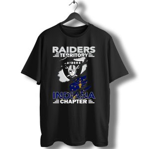 Raiders Territory Indiana Chapter Nfl Fan Club Emblem Indiana Flag Raiders T-Shirt