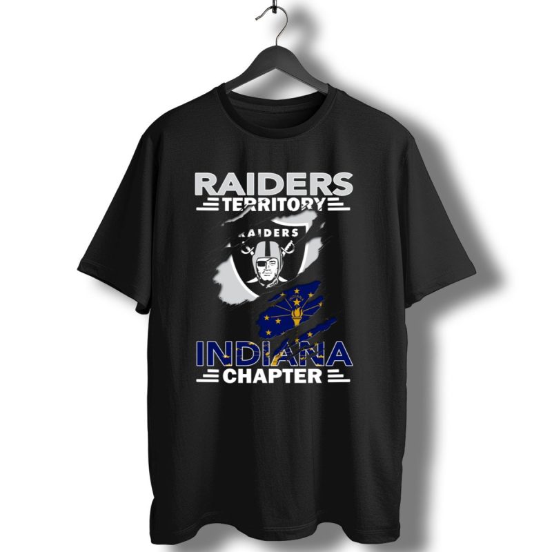 Raiders Territory Indiana Chapter Nfl Fan Club Emblem Indiana Flag Raiders T Shirt 1 T Shirt 1