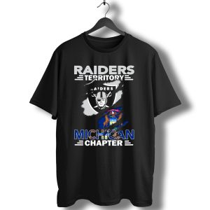Raiders Territory Michigan Chapter With Raiders Logo And Michigan Flag Elements T-Shirt