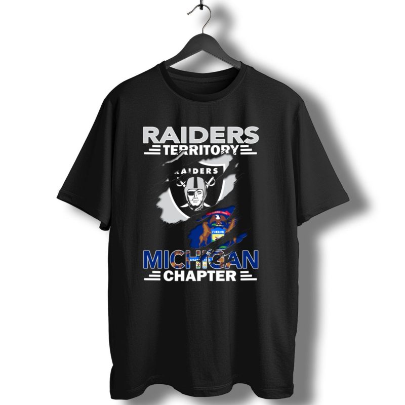 Raiders Territory Michigan Chapter With Raiders Logo And Michigan Flag Elements T Shirt 1 T Shirt 1
