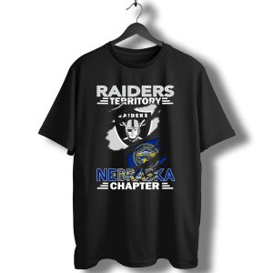 Raiders Territory Nebraska Chapter With Raiders Shield And Nebraska State Flag T-Shirt