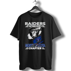 Raiders Territory North Dakota Chapter Nfl Fan Club Emblem With State Flag T-Shirt