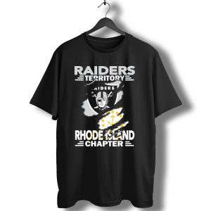 Raiders Territory Rhode Island Chapter Emblem And State Flag Integration T-Shirt