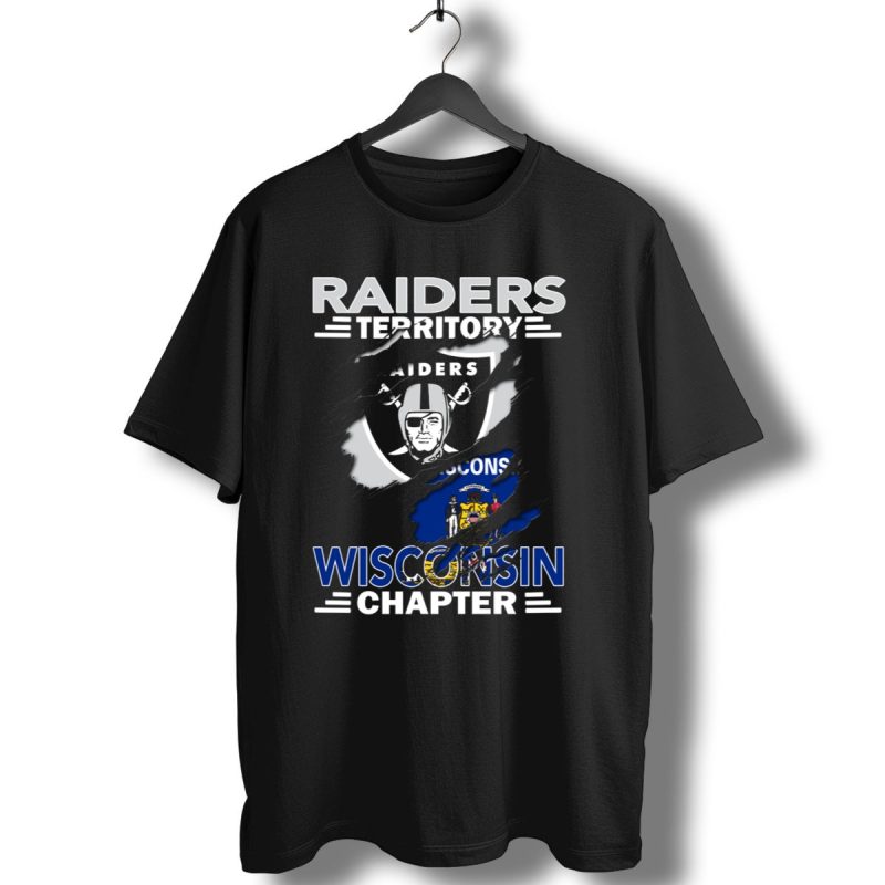 Raiders Territory Wisconsin Chapter Nfl Team Fan Club Logo And State Flag Tear T Shirt 1 T Shirt 1