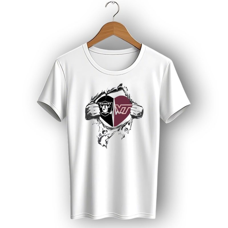 Raiders Vt Hokies Heart Pulled Open T Shirt 1 T Shirt 1