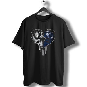 Raiders Yankees Skull Heart Drip Love T-Shirt