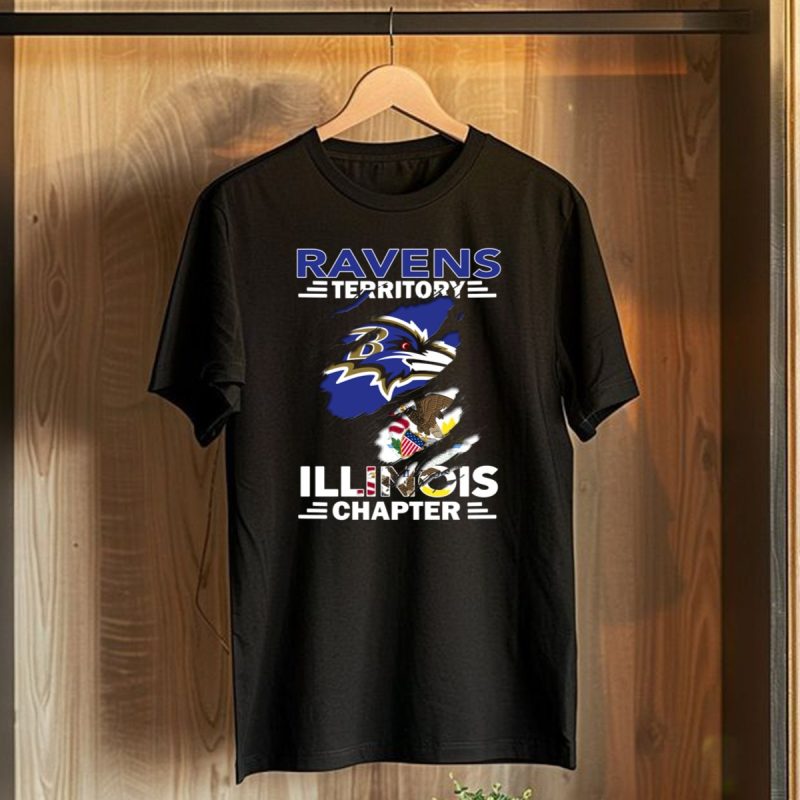 Ravens Territory Illinois Chapter Baltimore Ravens Logo Illinois State Flag T Shirt 1 T Shirt 1