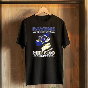 Ravens Territory Rhode Island Chapter Baltimore Ravens Logo and Rhode Island Flag T-Shirt