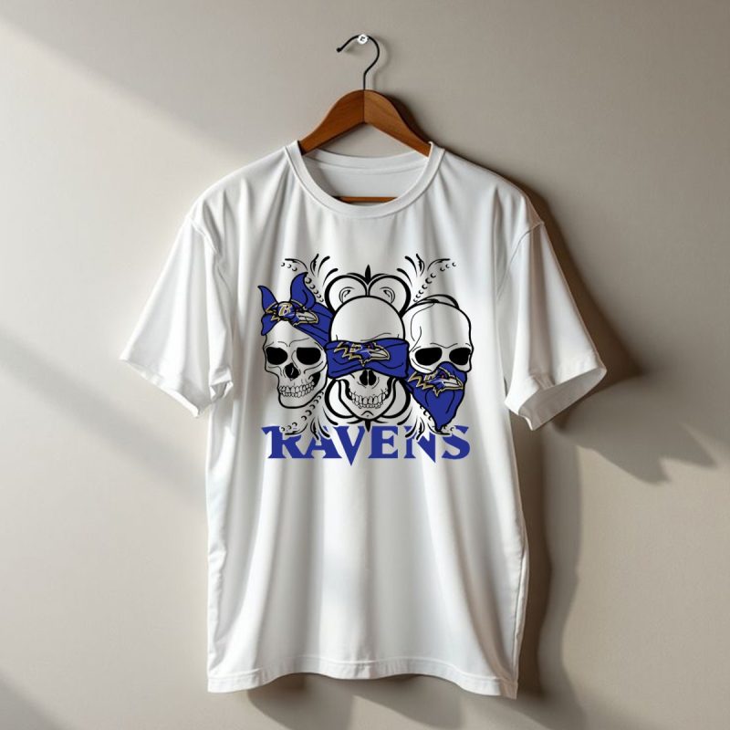 Ravens Three Skulls Bandana Baltimore Ravens T Shirt 1 T Shirt 1