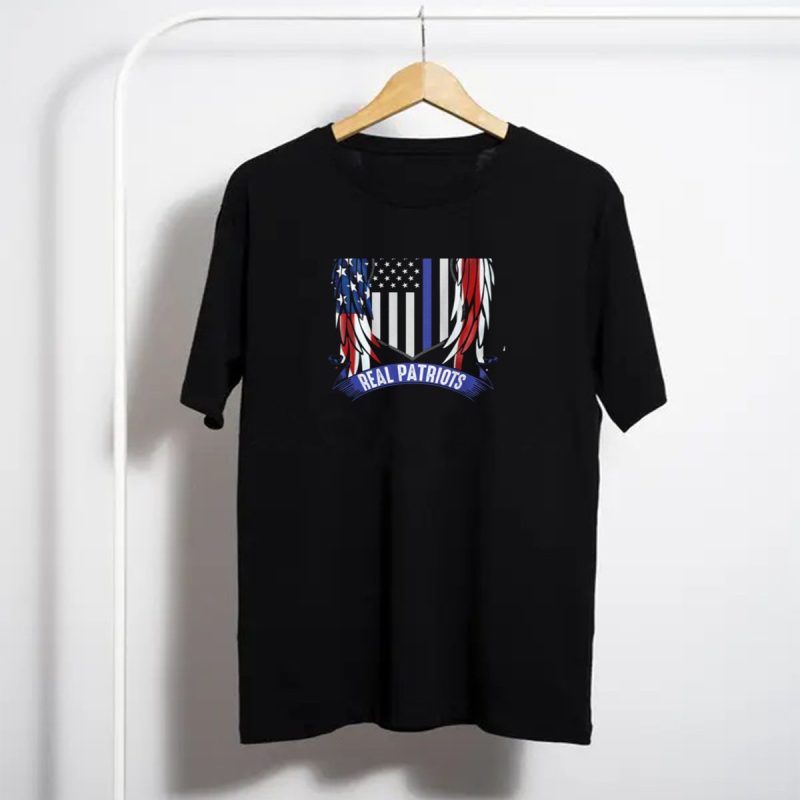 Real Patriots Back The Blue American Flag Wings T Shirt T Shirt 1