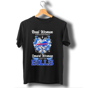 Real Women Love Football Smart Women Love The Buffalo Bills Logo Heart T-Shirt