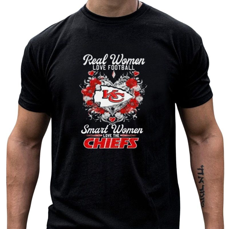Real Women Love Football Smart Women Love The Chiefs Kc Flower Heart T Shirt T Shirt 1 1