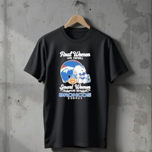 Real Women Love Football Smart Women Love the Denver Broncos Snoopy T-Shirt