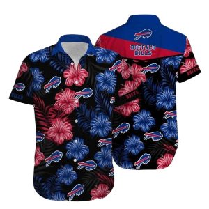 Red And Blue Buffalo Bills Floral Design Hawaiian Shirt