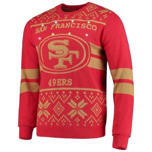 Red Gold San Francisco 49ers Light Up Ugly Sweater