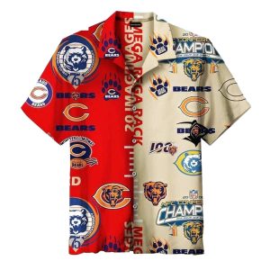 Retro Chicago Bears Hawaiian Shirt With Vintage Logos