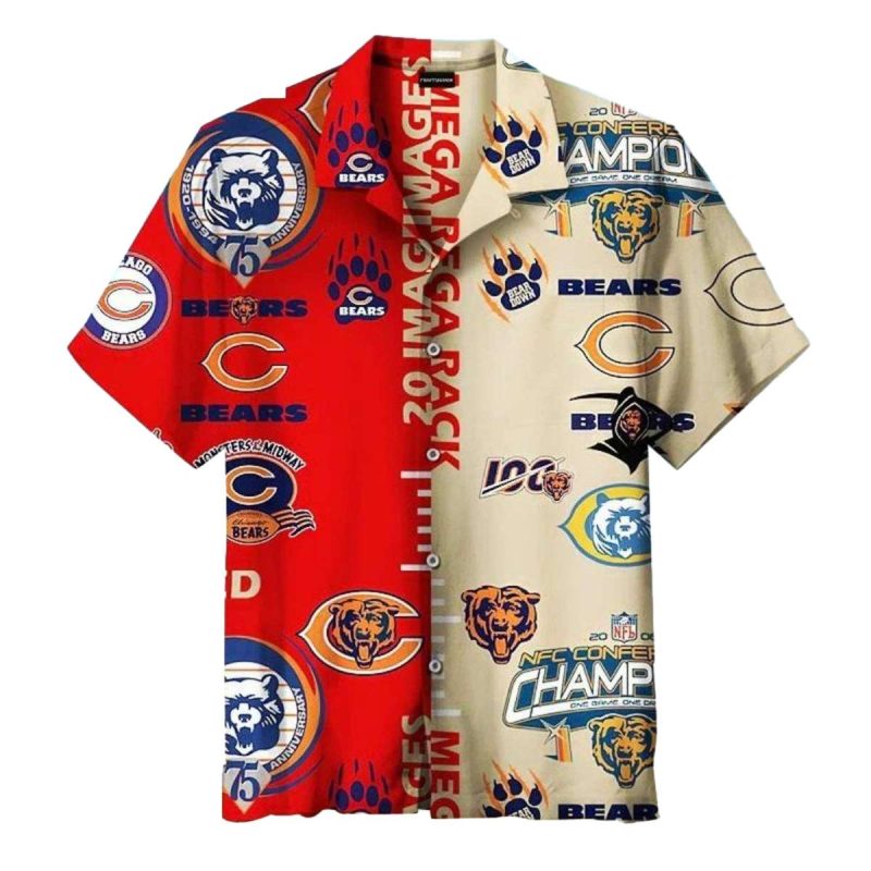 Retro Chicago Bears Hawaiian Shirt With Vintage Logos 1