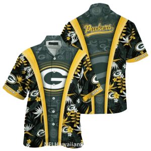 Retro Stripe Floral Packers Fan Hawaiian Shirt