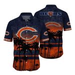 Retro Sunset Chicago Bears Hawaiian Shirt With Palm Trees
