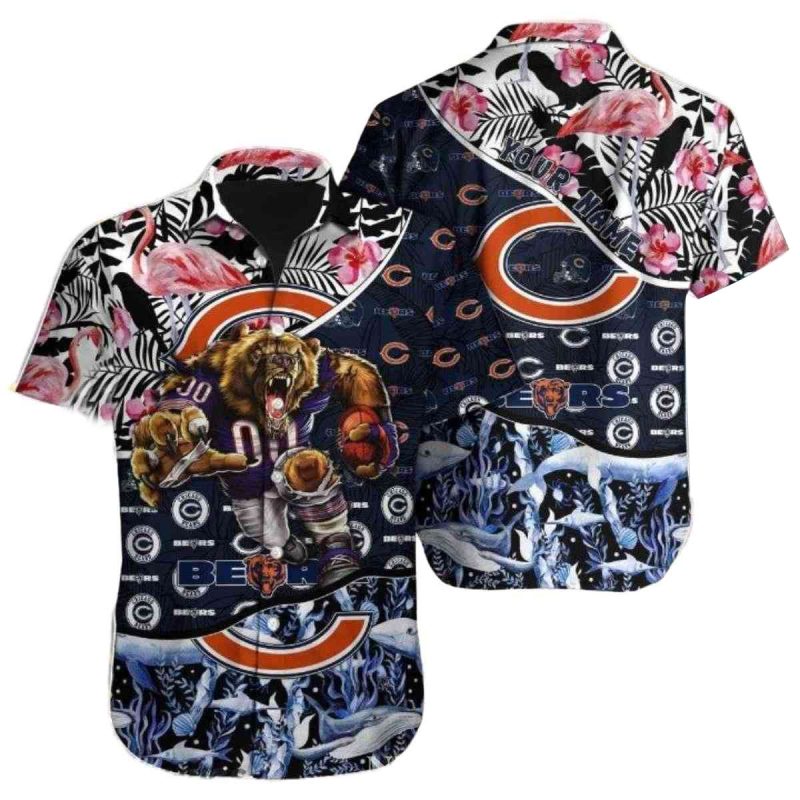 Roaring Bear Tropical Florals Chicago Bears Hawaiian Shirt 1