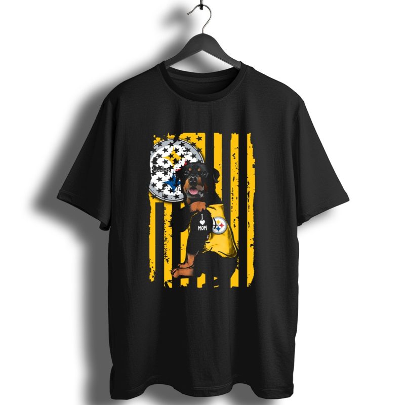 Rottweiler I Love Mom Pittsburgh Steelers Fan Stripes T Shirt 1 T Shirt 1