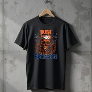 Rush Denver Broncos Skull Graphic with Wings and Chains T-Shirt