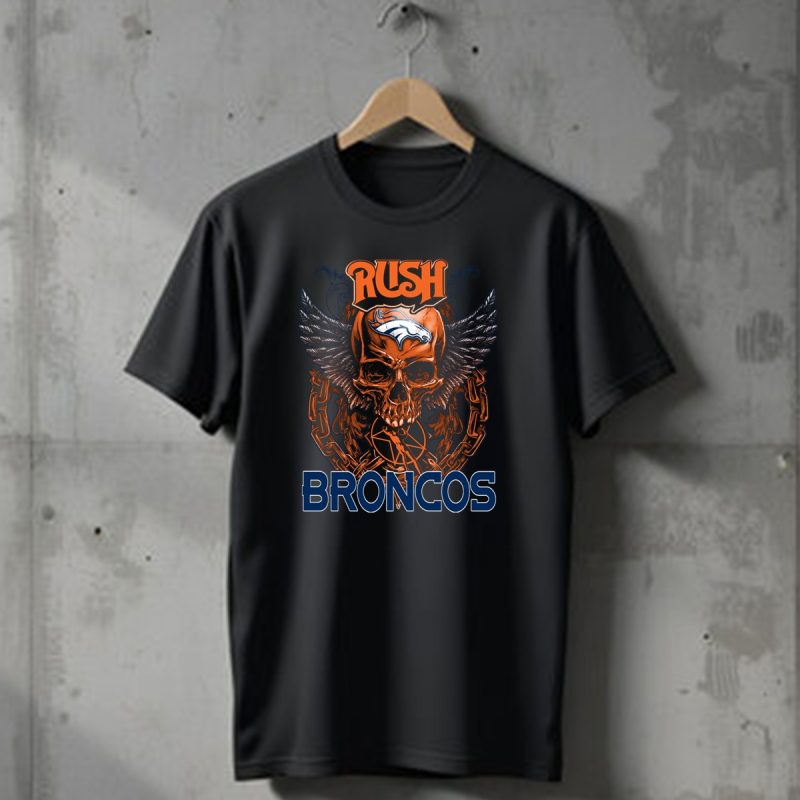 Rush Denver Broncos Skull Graphic With Wings And Chains T Shirt 1 T Shirt 1