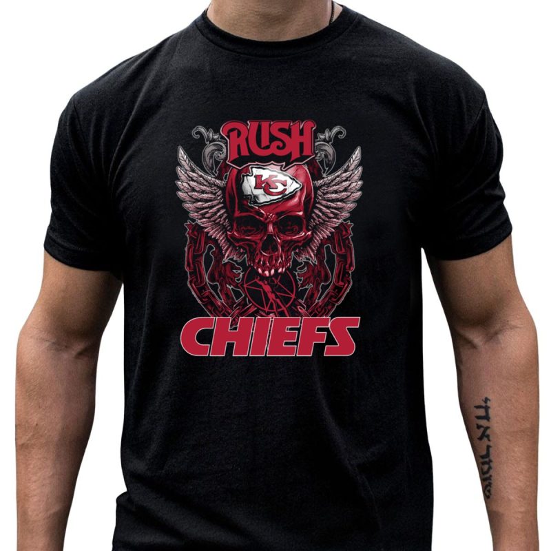 Rush Kansas City Chiefs Skull Wings T Shirt T Shirt 1 1