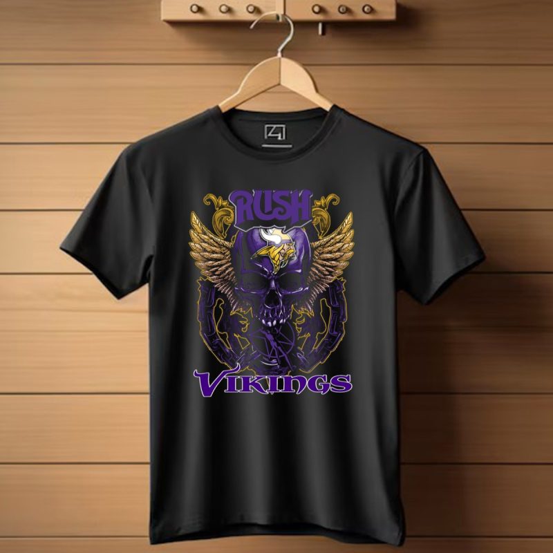 Rush Minnesota Vikings Skull Wings Chain T Shirt 1 T Shirt 1