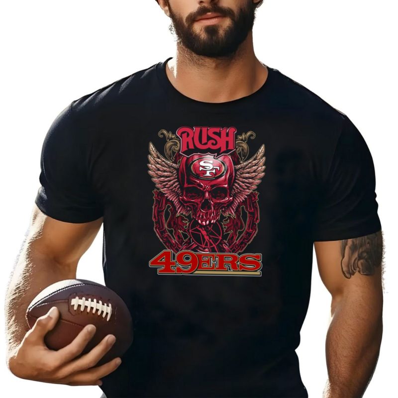 Rush San Francisco 49Ers Winged Skull Logo 49Ers T Shirt T Shirt 1